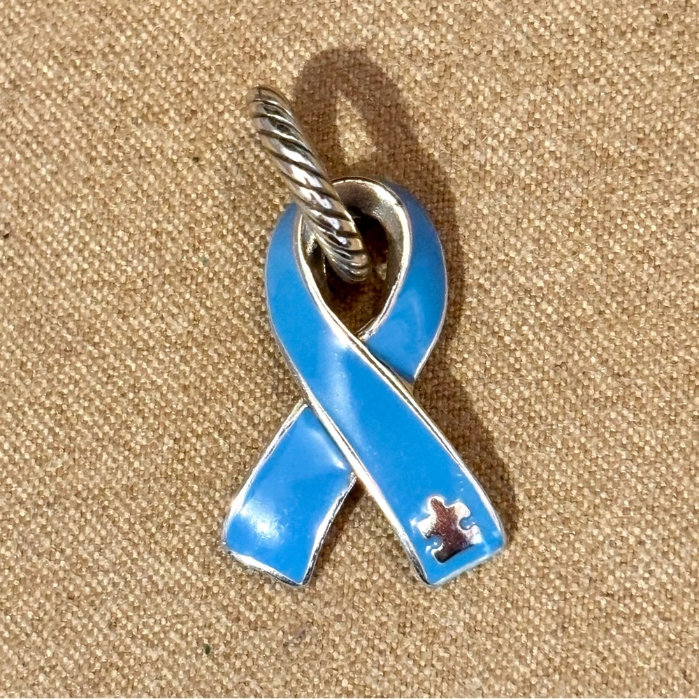 🆕 Brighton Autism Awareness blue ribbon charm Mini puzzle piece Enamel Retired